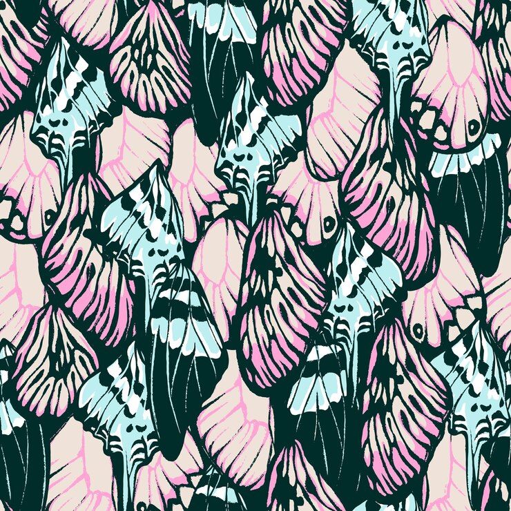 Vector butterfly wings seamless pattern abstract style. artistic brush and paint texture. vector