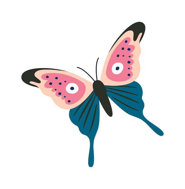 Butterfly with abstract floral pattern flat icon