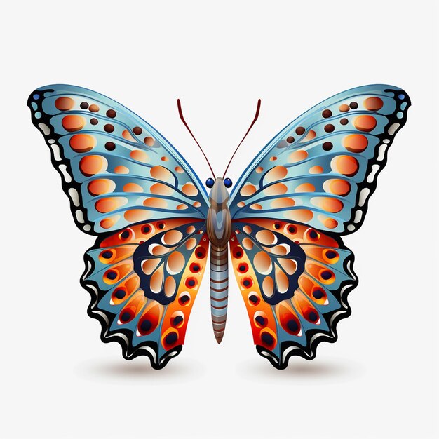 a butterfly with a blue and orange colors on it