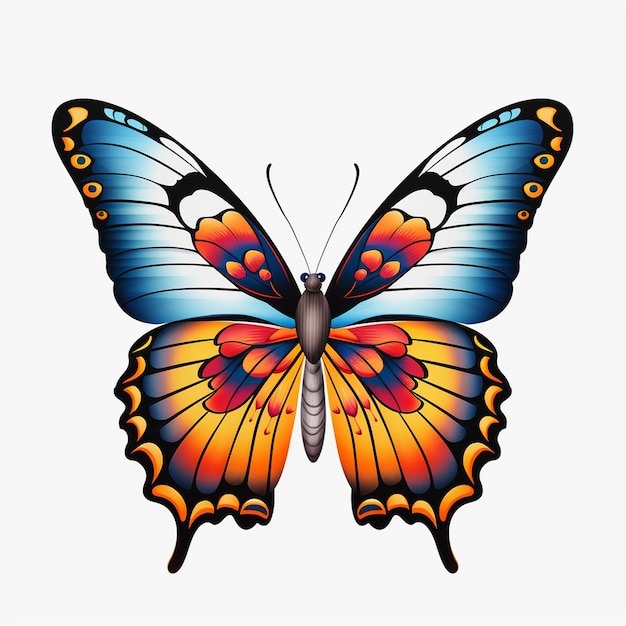 a butterfly with a blue and orange colors on it