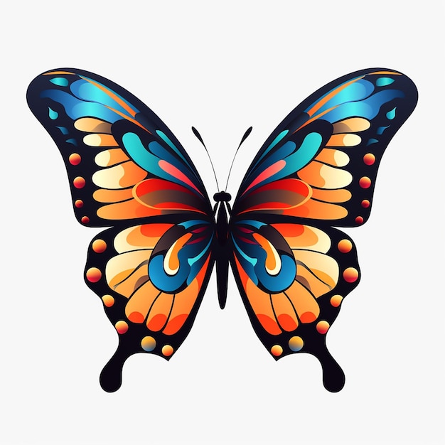 a butterfly with blue and orange colors on it