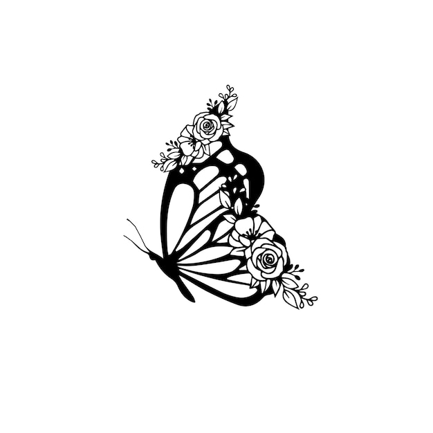 A butterfly with a flower on it