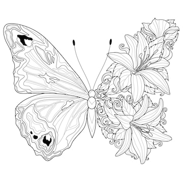 Butterfly Coloring Book For Adults: 85 Beautiful Flower Designs