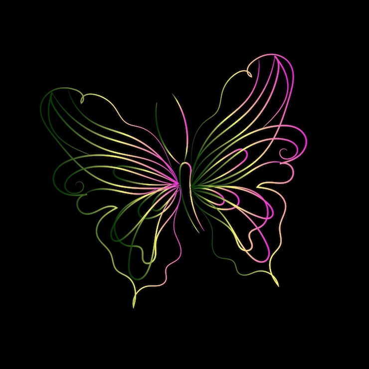 Vector 초록색과 노란색 줄이 있는 나비