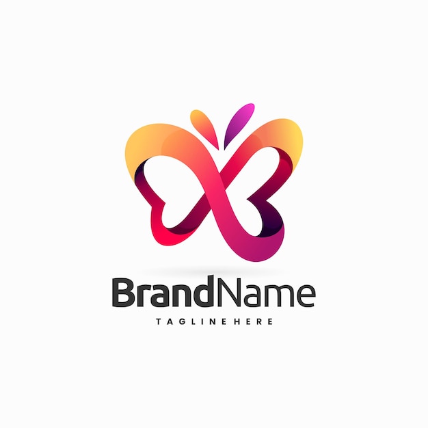 Vector butterfly with infinity shape combination logo design concept