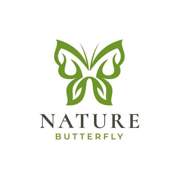 Butterfly with leaf logo design