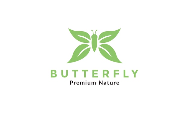 Butterfly with leaf wings green logo vector symbol icon design illustration