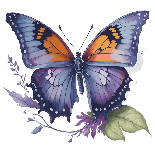 Vector a butterfly with orange and black wings and the word 