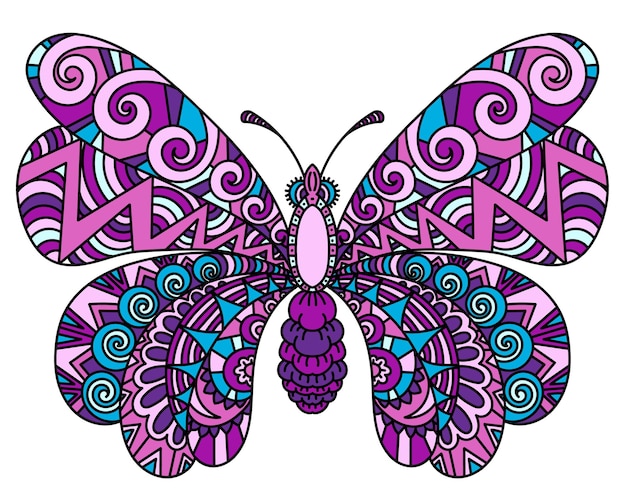 Vector butterfly with painted wings tattoo style vector illustration