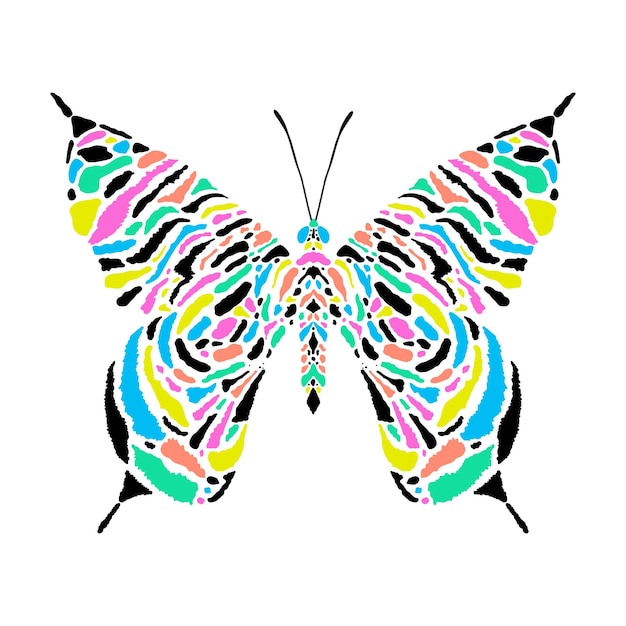 Butterfly with tiger print on white background