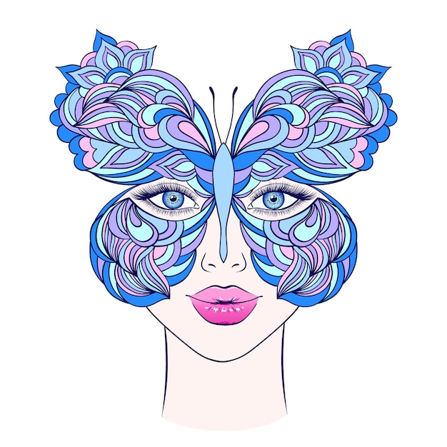 Premium Vector | Butterfly and woman face