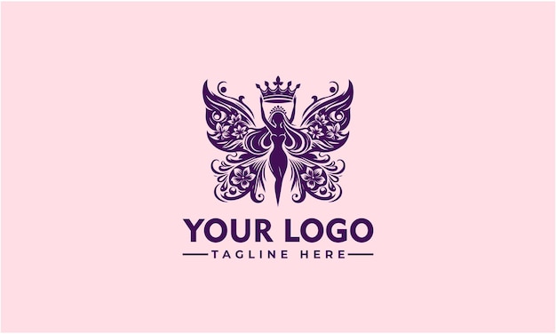 Vettore butterfly woman logo design simbolizzando la bellezza della creazione questo logo creativo elegantemente combinato