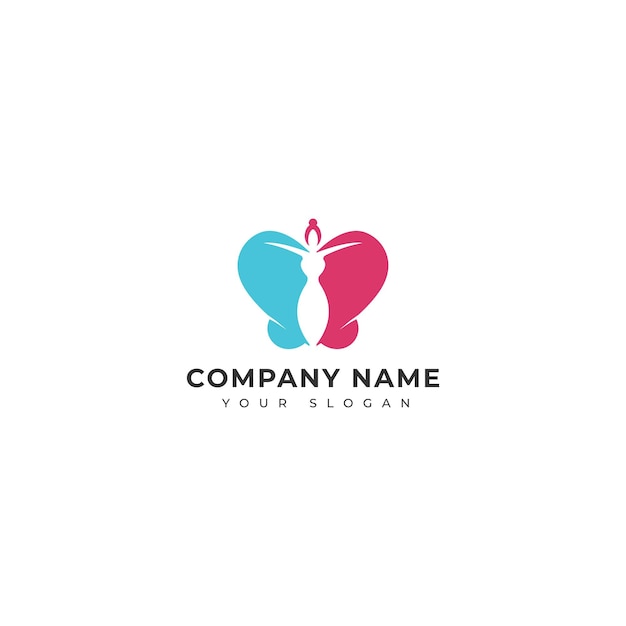 Butterfly woman logo vector design template