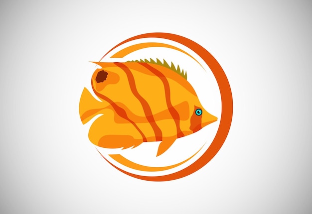 Butterflyfish in a circle Fish logo design template Seafood restaurant shop Logotype concept icon