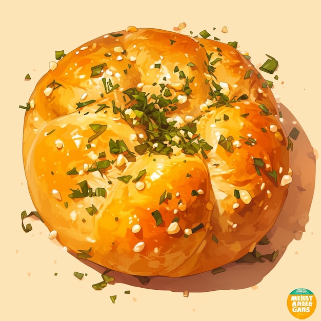 Vector buttery garlic knots snack cartoon drawing