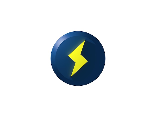 Vector button 3d icon thunder lightning