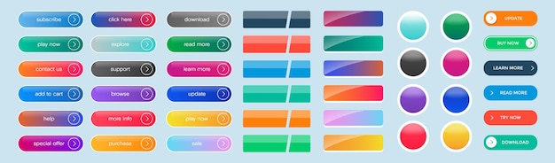 Vettore raccolta di applicazioni pulsante serie di modelli di pulsanti di internet