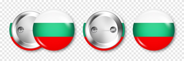 Vector button badge with bulgarian flag souvenir from bulgaria glossy pin badge with shiny metal clasp