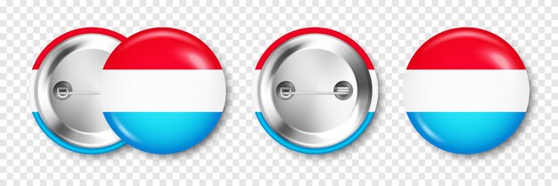 Vector button badge with luxembourgish flag souvenir from luxembourg glossy pin badge with shiny metal