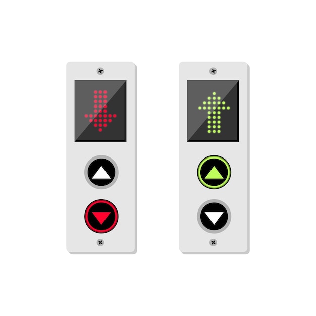 button call elevator red arrow down green up button lift icon vector illustration