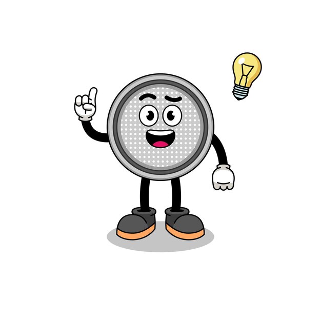 Button cell cartoon with get an idea pose character design