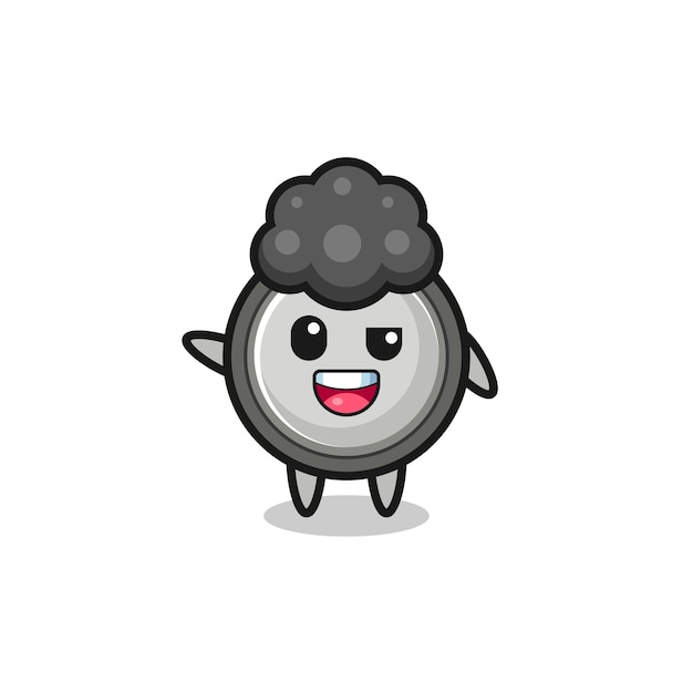 Button cell character as the afro boy cute design