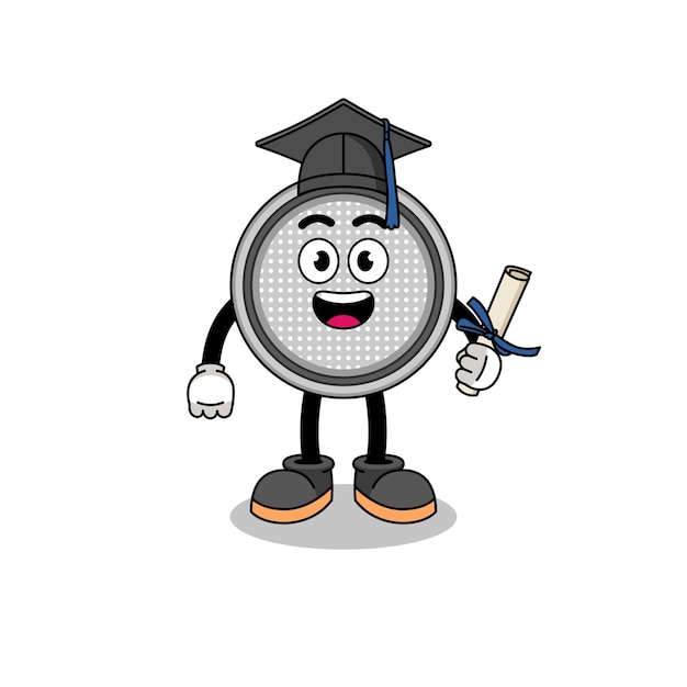 Button cell mascot with graduation pose character design