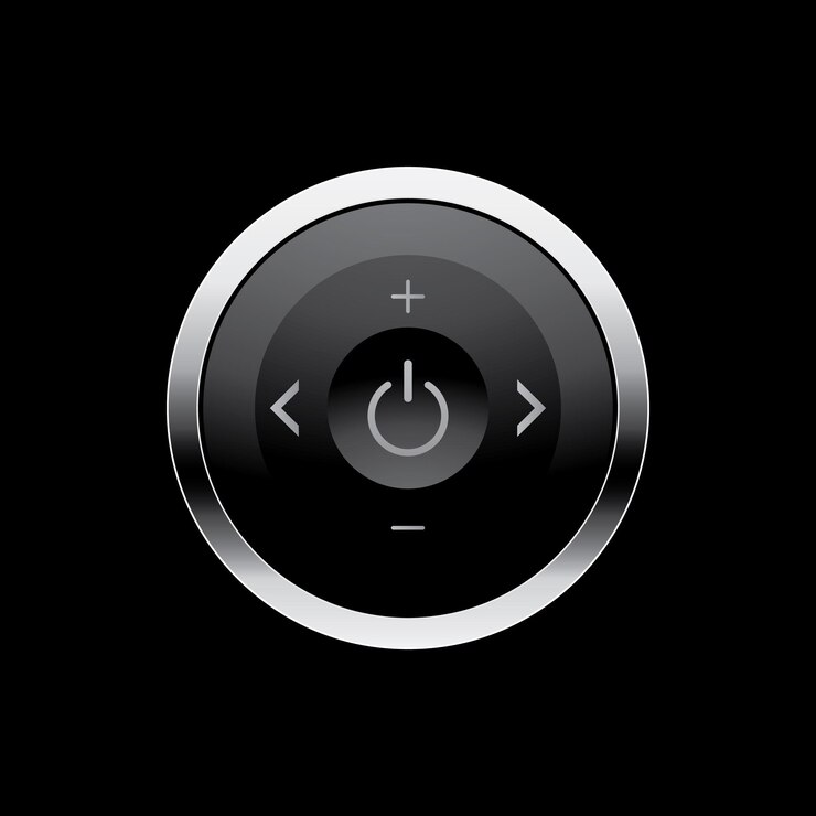 Vector button circle icon blak on dark background
