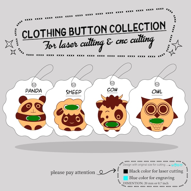 Vector button collection for laser cutting