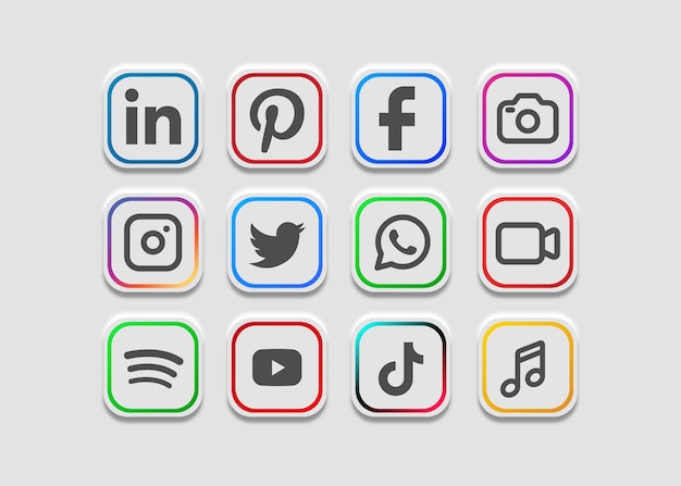 Button collection social media for web