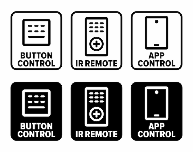 Segnali informativi vettoriali button control (ir remote) (controllo app).