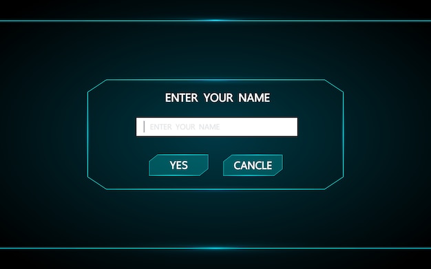 button to enter the name in the game.ui technology futuristic interface hud .