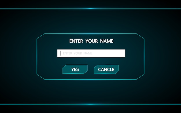 Button to enter the name in the game.ui technology futuristic interface hud .