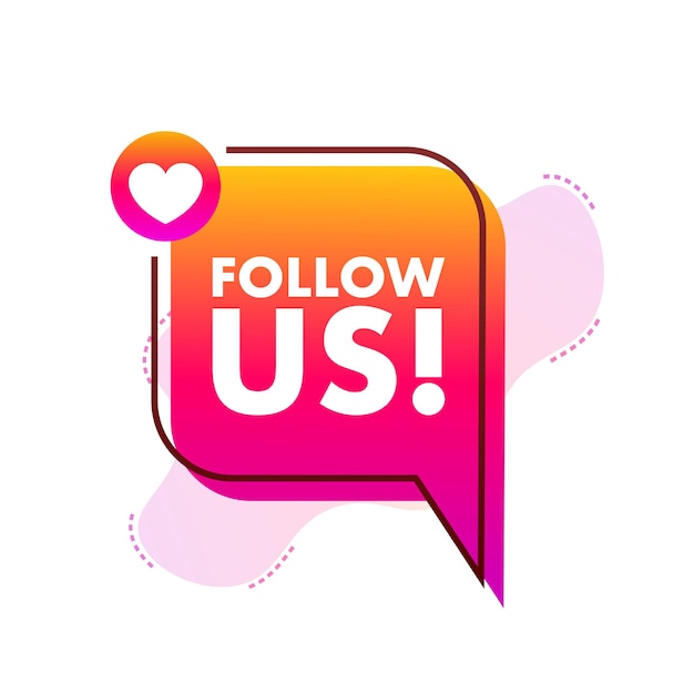 Button follow us on white background. vector illustration.