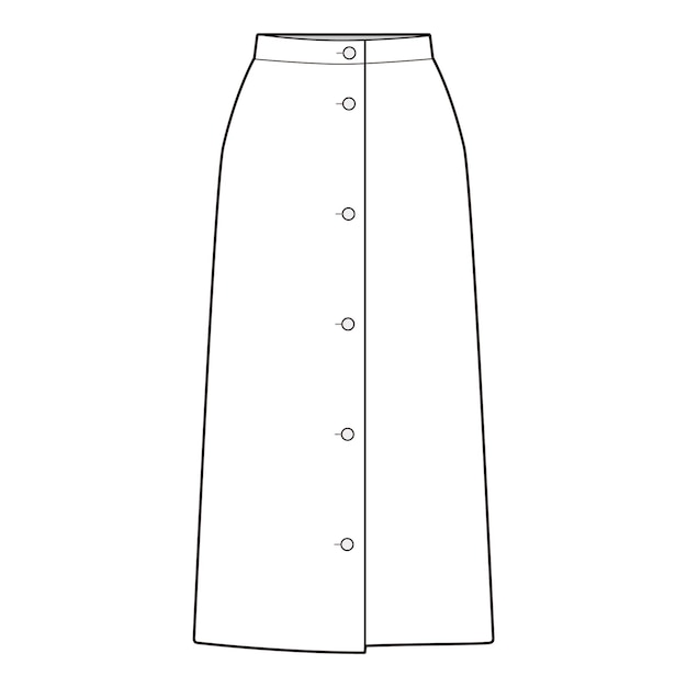 Button front skirt Skirt Flat Drawing Fashion Flat Sketches