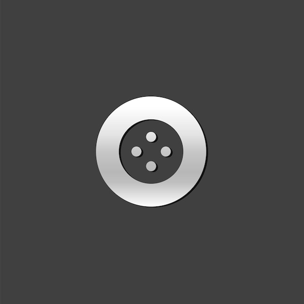 Вектор Икона кнопки в стиле металлического серого цвета модная портная