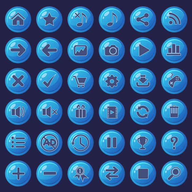 Button and icon set color blue for games.