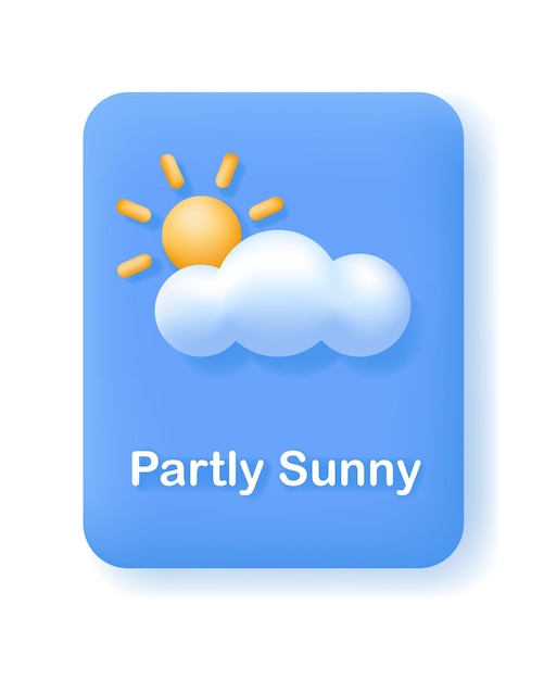 Button or icon for weather mobile app or website Partly Sunny or Cloudy weather forecast element