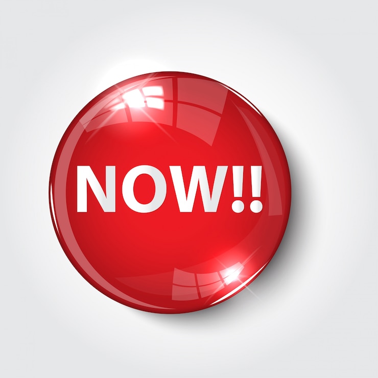 Vector button now  color red glossy
