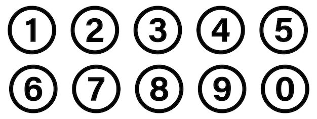 Button numbers Number from 1 to 9 flat design isolated vector