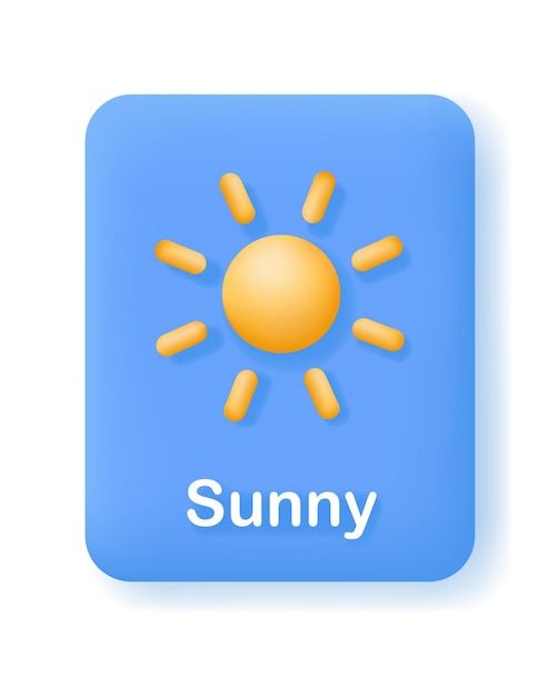 天気モバイル アプリまたはウェブサイトのボタンまたはアイコン晴れた天気予報要素