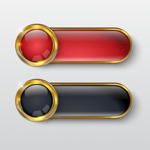 Vector button premium glossy red gold