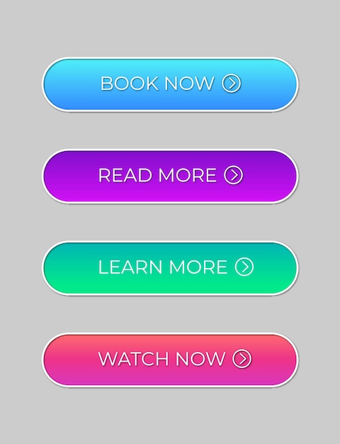 Вектор Набор кнопок для дизайна веб-сайта и градиентного красочного шаблона