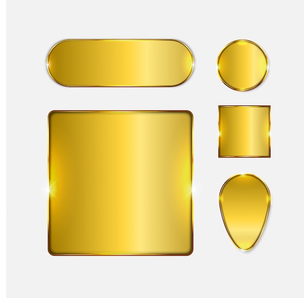 Web Button Shape Heptagon Gold, 3D - Envato Elements