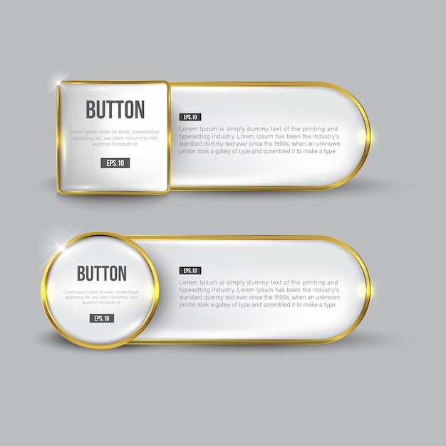 Button set web glossy black gold
