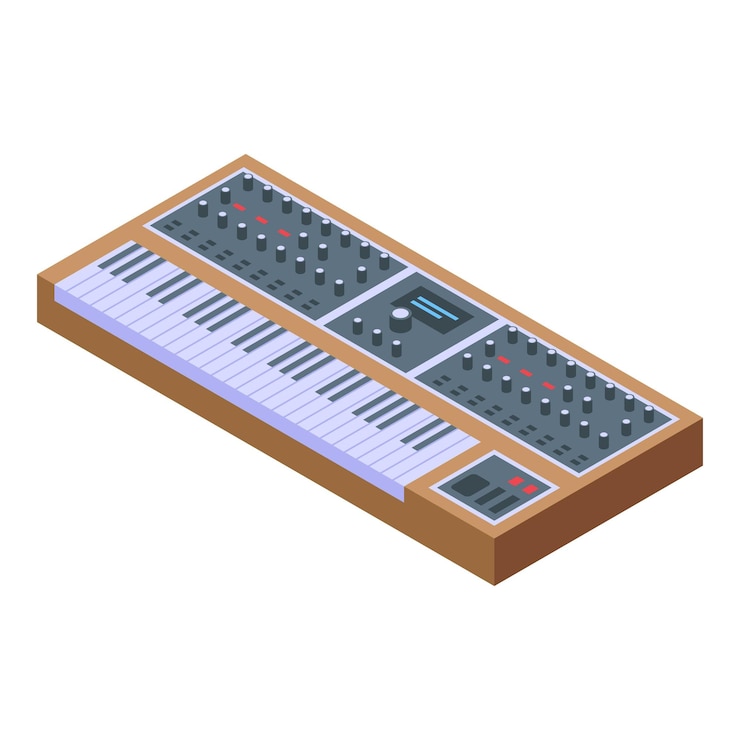Vector button synthesizer icon isometric vector dj music piano art
