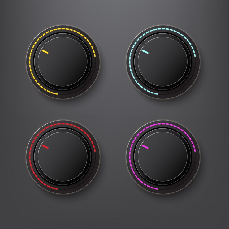 Vector button volum color red and yellow