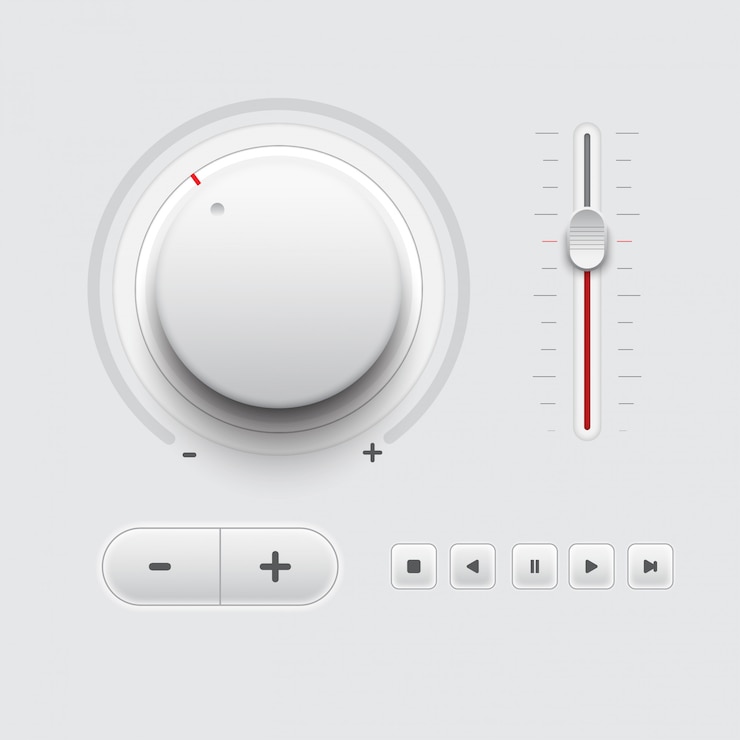 Vector button volume control set color white