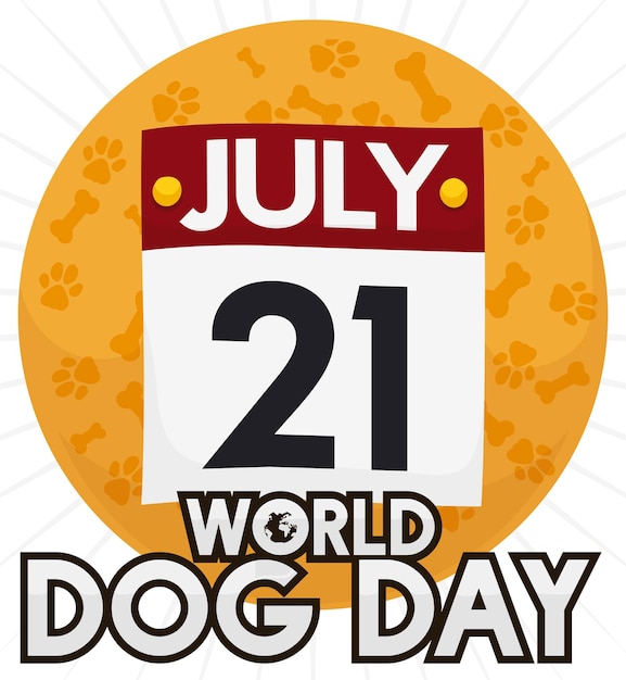 Кнопка с календарем и отпечатками лап ко Всемирному дню собаки
