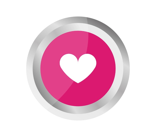 Vector button with heart